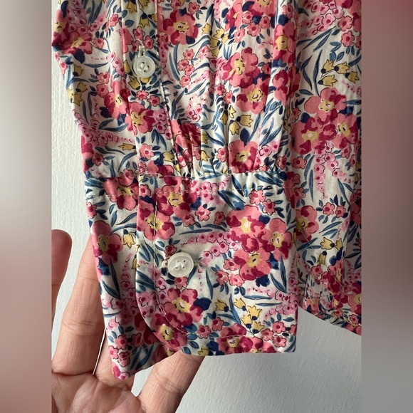 J Crew x Liberty London Fabric Popover Shirt Swirling Petals Floral Pink Size 00 - Picture 6 of 9